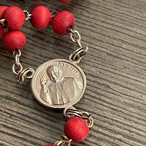 Perfume Scent Rosary Necklace - Red Wooden beaded Rosary - Picture 11 of 14